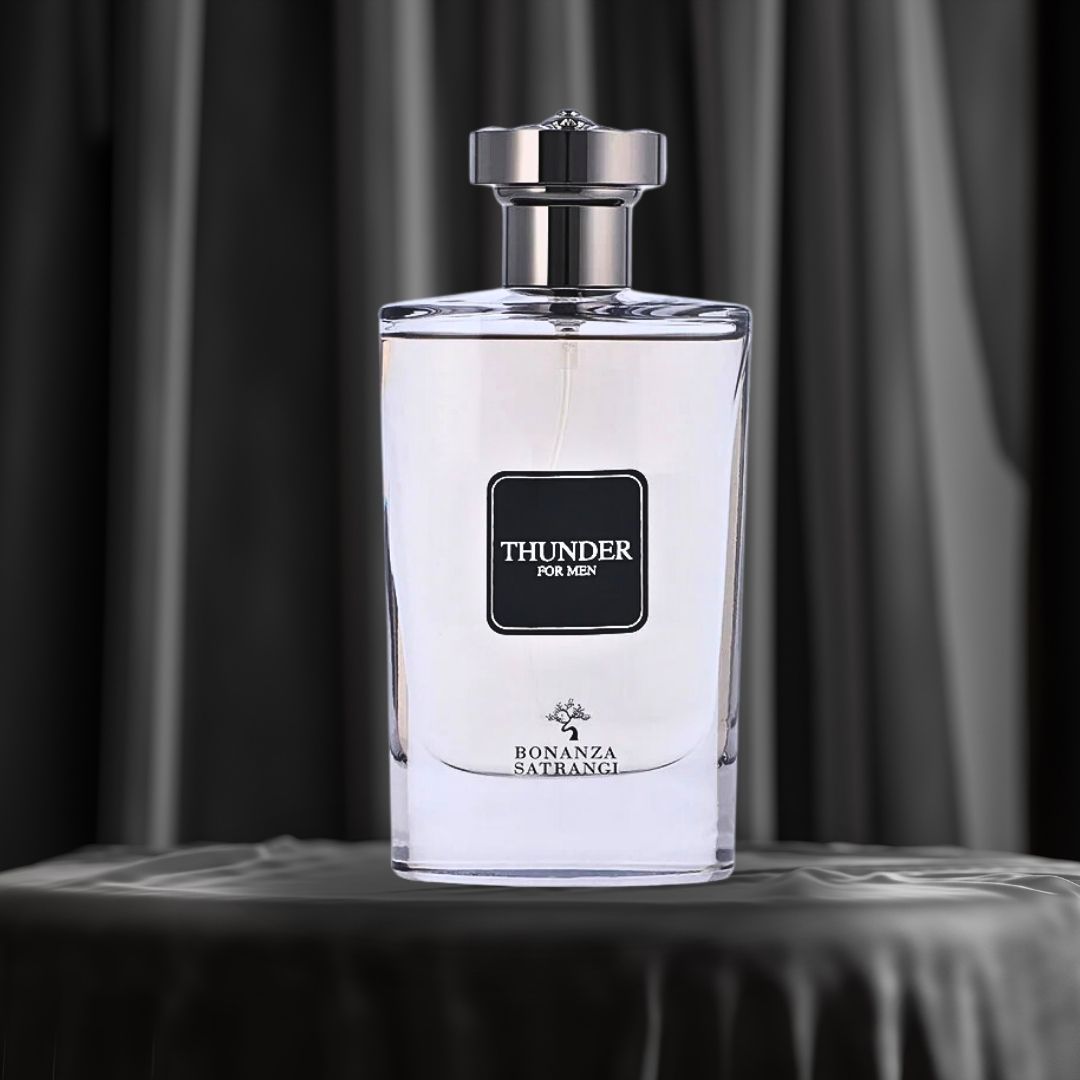 Thunder For Men EDP Spray 100ML (3.4 OZ) by Bonanza Satrangi | Long Lasting, Fresh, Spicy, Warm, Luxurious Fragrances. - Intense Oud