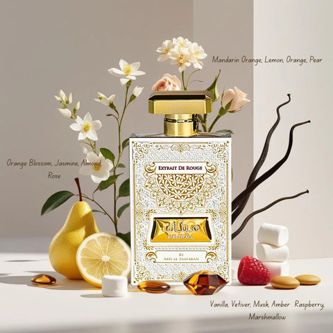 Meethaq Extrait de Rouge Eau de Parfum Spray 100ml (3.4 oz) by Ard Al Zaafaran | Citrus Spark Meets Floral Elegance With A Sweet Embrace - Intense Oud
