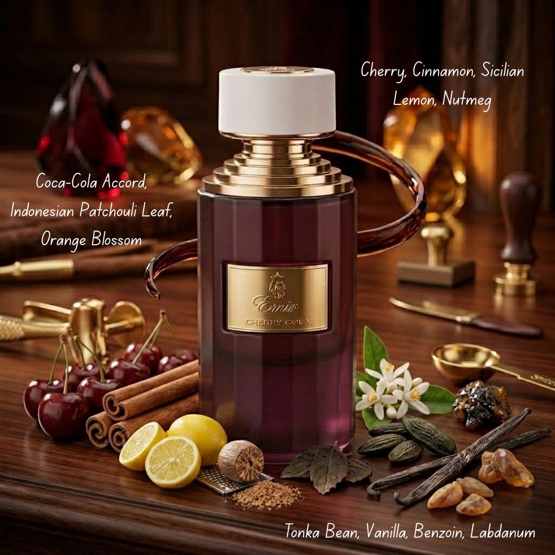 Paris Corner Cherry Gossip and Cherry Cola Eau de Parfum bundle with two 100ml spray bottles featuring cherry fragrance themes.