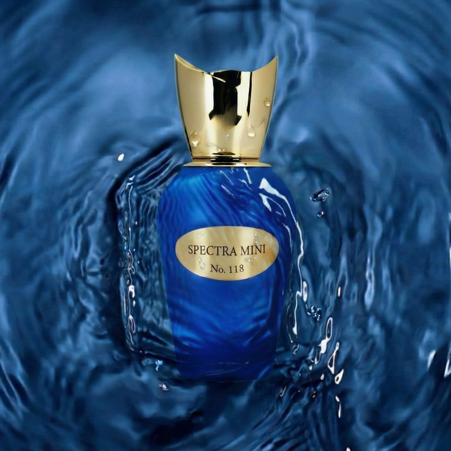 Spectra Mini No. 118 Eau De Parfum spray 25ml bottle with sleek design and minimalist label, showcasing the fragrance packaging.