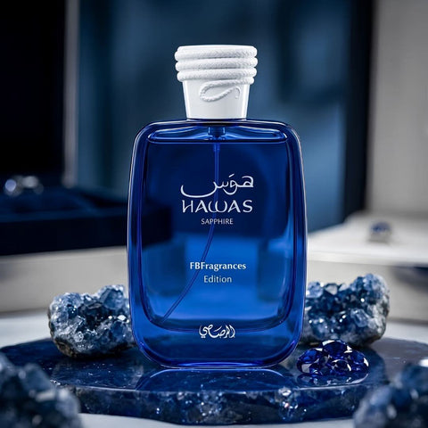 Hawas Sapphire X FBFragrances Edition Eau de Parfum Spray 100ml (3.4 oz) by Rasasi (Velvet Pouch)