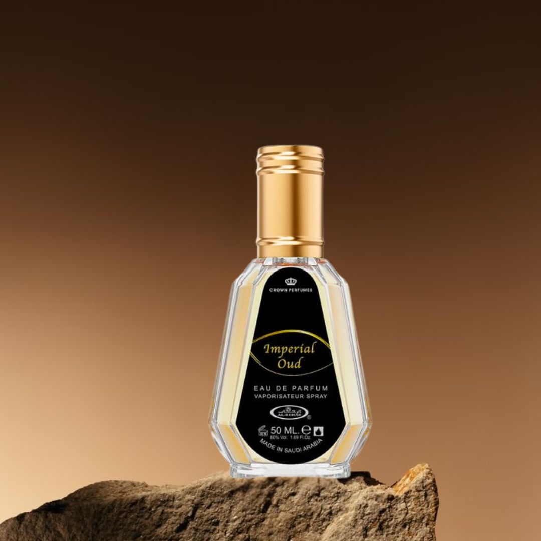 Imperial Oud Eau De Parfum Spray 50ML (1.7 OZ) By Al Rehab | A Rich Blend of Vanilla, Smoky Leather & Oud Softened by Lavender. - Intense Oud