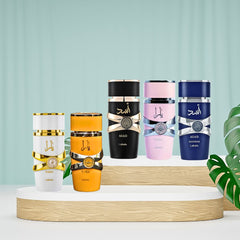 Yara Collection 5 Piece Set - Yara, Yara Moi, Yara Tous, Asad, Asad Zanzibar - Eau De Parfum Sprays 100ML (3.4 OZ) By Lattafa. - Intense Oud