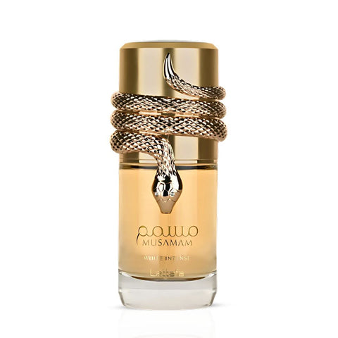 AUCTION Musamam White Intense Eau de Parfum Spray 100ml (3.4 oz) by Lattafa (Velvet Pouch)