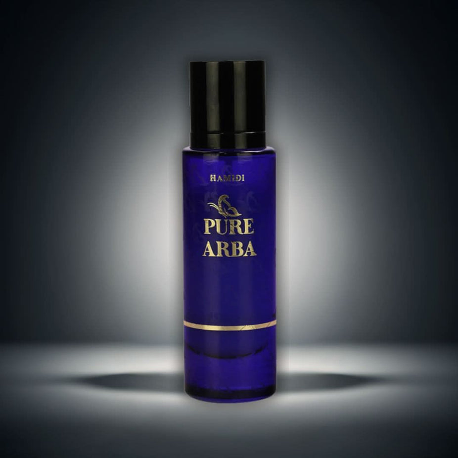 Hamidi PURE ARBA Water Perfume Spray 30ML bottle with elegant label and sleek design, showcasing the luxurious fragrance essence.