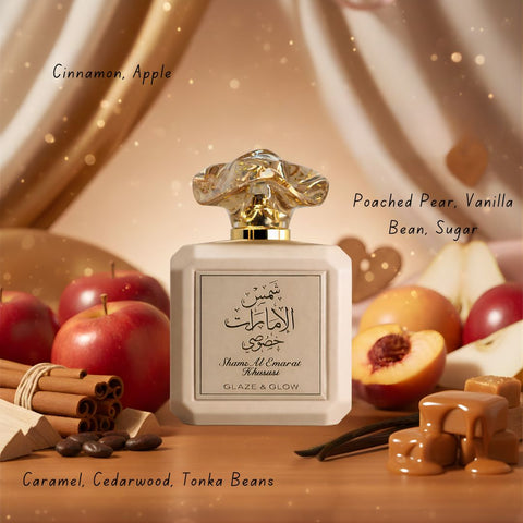 Yara Eau de Parfum Spray 100ml (3.4 oz) by Lattafa & Shams Al Emarat Khususi Glaze & Glow Eau de Parfum Spray 100ml (3.4 oz) by Ard Al Zaafaran (Bundle)