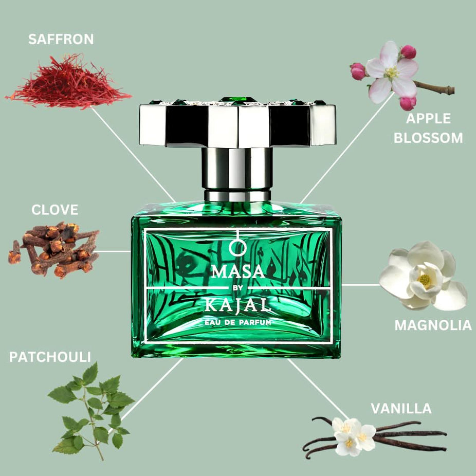 Kajal Masa Eau de Parfum Spray 100ml bottle with elegant packaging, showcasing the fragrance's sophisticated design.