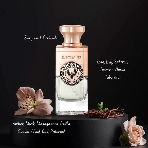 Electimuss London Imperium Parfum Spray 100ml EDP bottle with elegant design and gold accents.