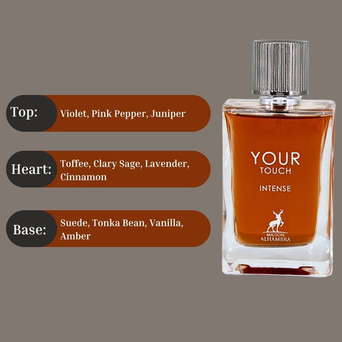 Your Touch Intense Eau De Parfum Spray 100ML (3.4 OZ) By Maison Alhambra | A Luxurious, Sweet-Spicy Fragrance With A Warm Finish. - Intense Oud