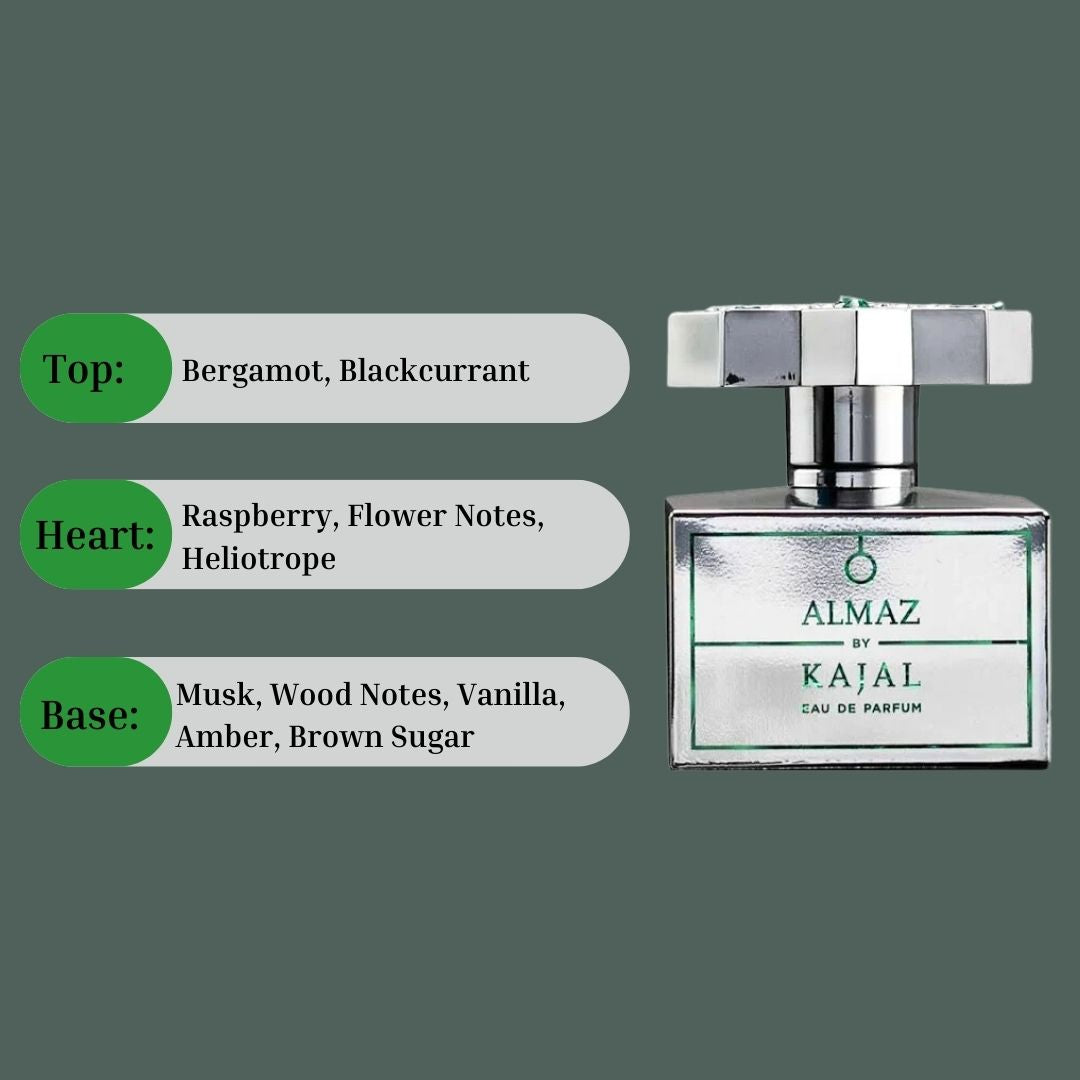 Almaz Eau De Parfum Spray 100ML (3.4 OZ) By Kajal | A Sweet, Fruity-Floral Scent With A Warm, Gourmand Finish. - Intense Oud