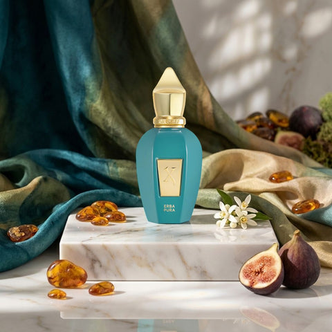 Xerjoff Erba Pura Eau de Parfum spray bottle, 50ml, with elegant design and clear perfume branding.