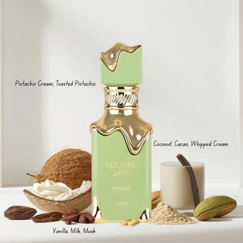 Eclaire & Eclaire Pistache Eau de Parfum Sprays 100ml by Lattafa (Bundle) - Intense Oud