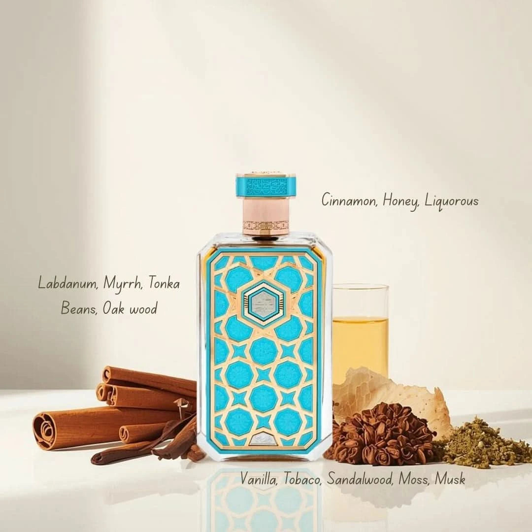 Lattafa Niche Emarati Taraf, Rasasi Arabian Prive Saada, and Intense Oud Madawi perfume oils in a bundle with elegant bottles.
