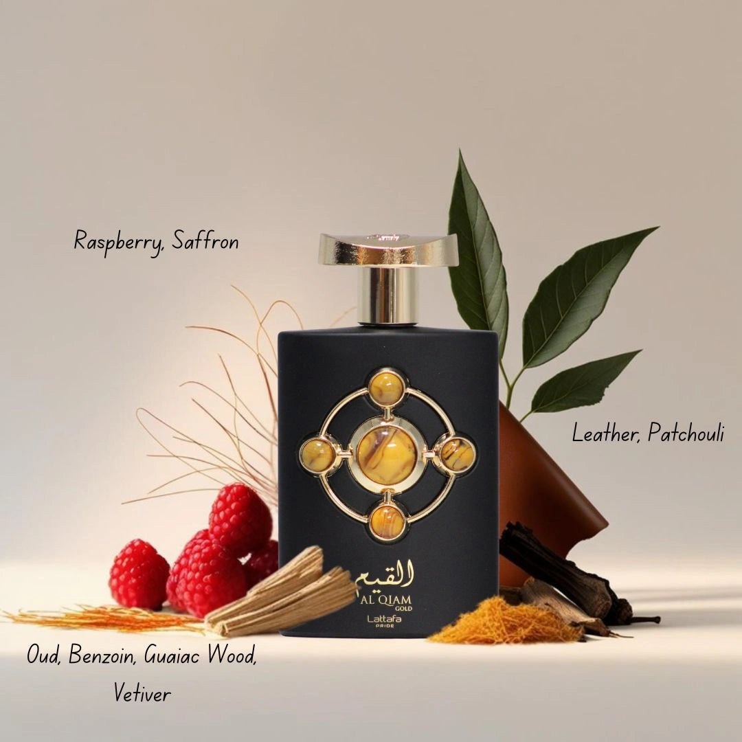 Lattafa Pride Al Qiam Gold 3-Piece Eau de Parfum Gift Set | A Gilded Storm of Raspberry & Smoky Oud (Gift Set) - Intense Oud