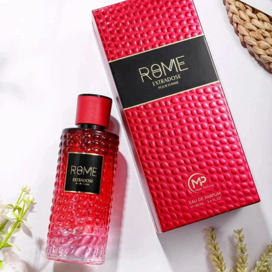 Rome Extradose Pour Femme Eau De Parfum spray by Mast Perfume, 100ml, with sleek bottle and elegant design.