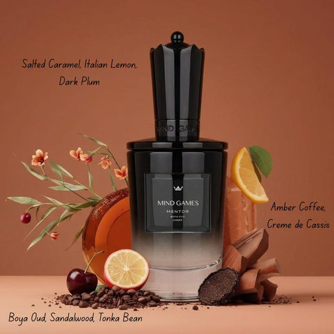 Mentor Extrait de Parfum 100ml by Mind Games, elegant glass bottle with minimalist design for EDP extrait de parfum.