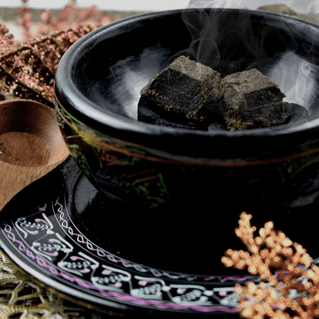 Nabeel Bakhoor Makh Mikh in 40g, aromatic traditional incense block with intricate design, used for home fragrance.