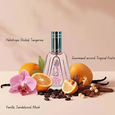 Ard Al Zaafaran perfume bundle with Pink Blush Shams Al Emarat 100ml and Yara 50ml Eau de Parfum sprays.