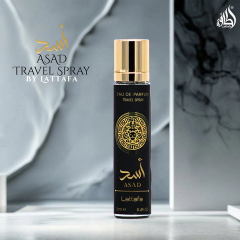 Asad Eau de Parfum Travel Spray 12ml (0.4 oz) by Lattafa | Power in Your Pocket - Intense Oud