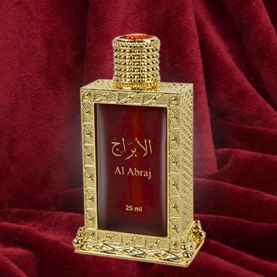 Hamidi AL ABRAJ Perfume Oil CPO 25ML bottle, elegant fragrance container for concentrated perfumery, luxurious and aromatic.