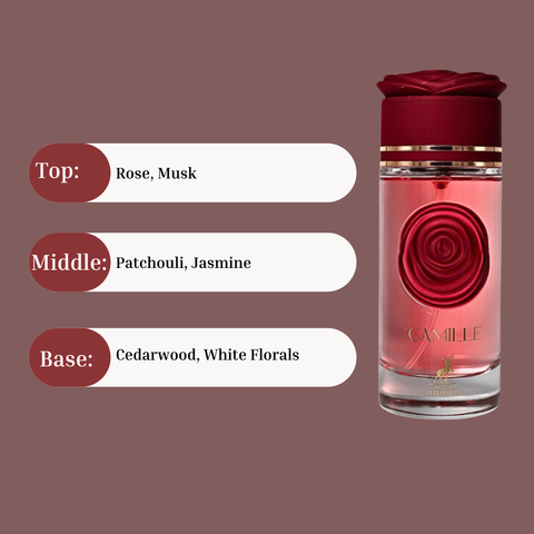 Maison Alhambra Camille for Women Eau de Parfum spray 100ml bottle with elegant design and floral accents.