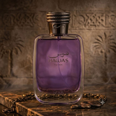 AUCTION Hawas for Men Eau de Parfum Spray 100ml (3.4 oz) by Rasasi (Velvet Pouch)