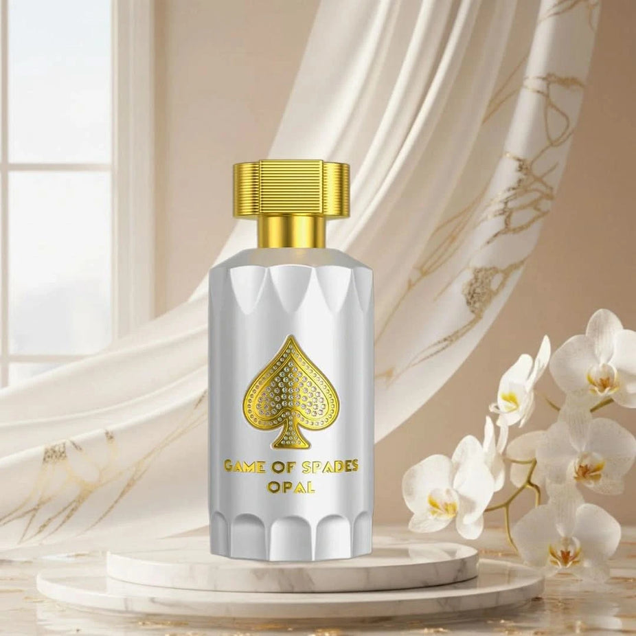 Jo Milano Paris Game of Spades Opal Eau de Parfum spray 90ml bottle with elegant design and floral fragrance.