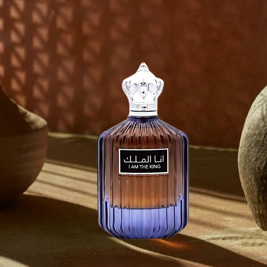 Ard Al Zaafaran I Am the King EDP for Men 100mL perfume bottle with sleek black and gold design.