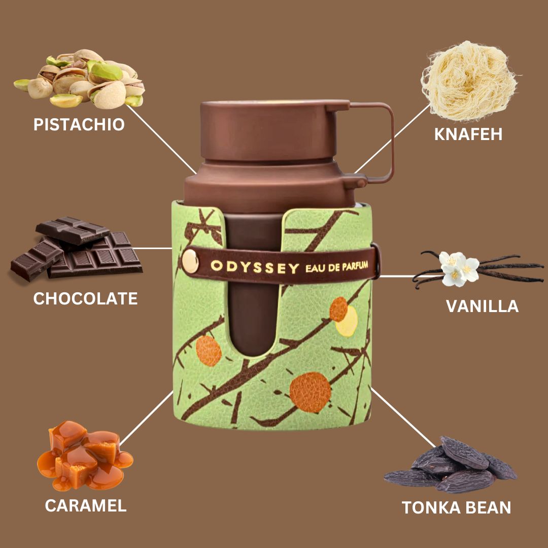 Odyssey Dubai Chocolat Gourmand Edition Eau De Parfum Spray 100ML (3.4 OZ) by Armaf | A Sweet, Nutty Blend of Coffee, Pistachio & Caramel with Rich Chocolate & Vanilla. - Intense Oud