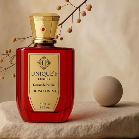 Crush On Me Extrait de Parfum by Unique'e Luxury 100ml EDP bottle with elegant packaging.