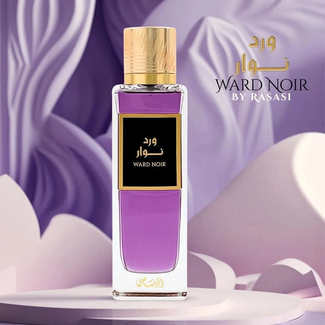 Rasasi Ward Noir Eau de Parfum spray 200ml bottle with sleek black packaging and elegant design.