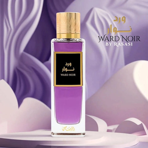 Rasasi Ward Noir Eau de Parfum spray 200ml bottle with sleek black packaging and elegant design.
