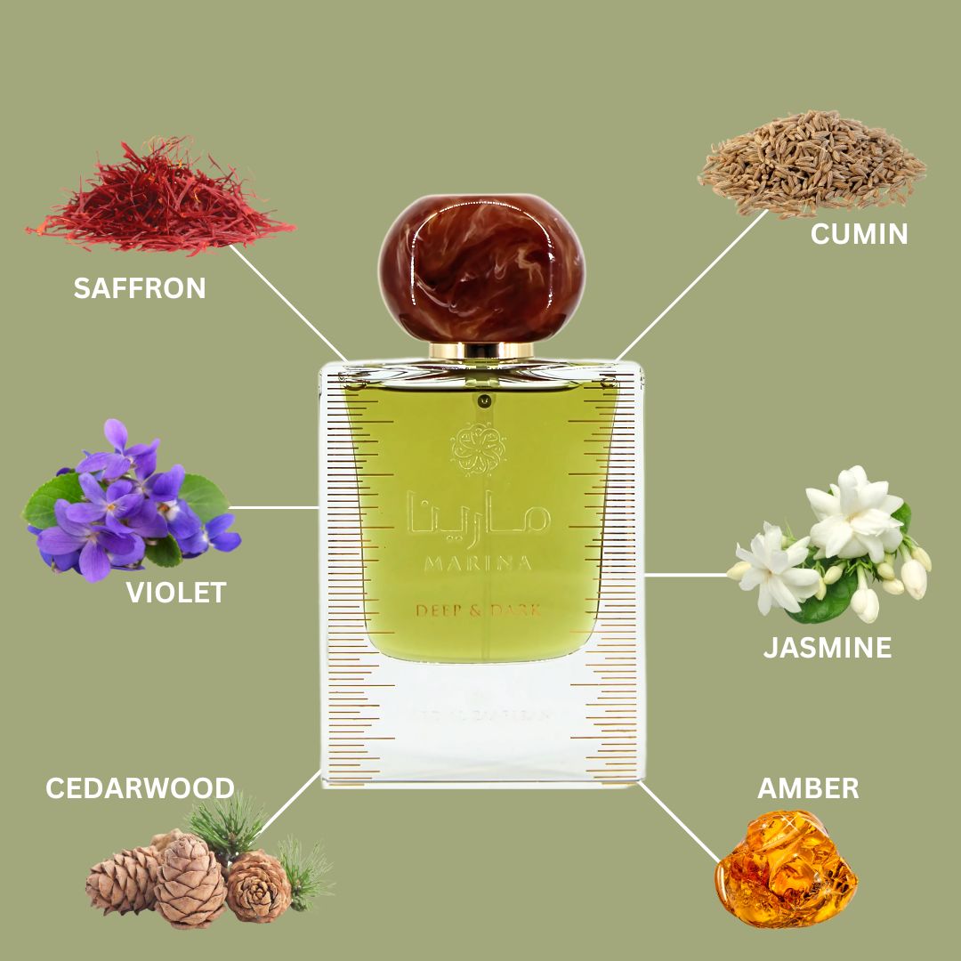 Marina Deep & Dark Eau De Parfum Spray 50ML (1.67 OZ) By Ard Al Zaafaran | An Exotic Blend Of Saffron, Jasmine & Musk, Creating A Rich, Captivating Trail. - Intense Oud