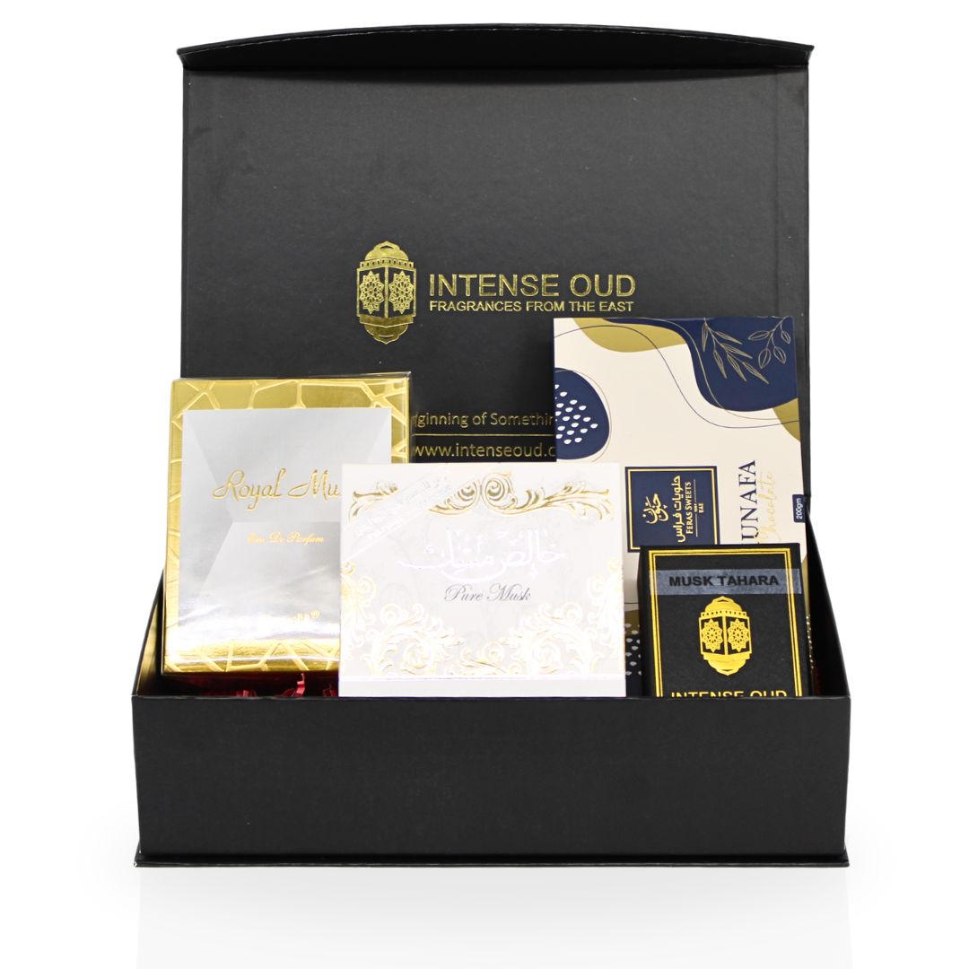 Royal Musk EDP 100ML (3.4 OZ) By Surrati, Pure Musk With DEO EDP Spray 100ML (3.4 OZ) By Lattafa & Musk Tahara Oil 12ML(0.40 OZ) By Intense Oud With Magnetic Gift Box | Enhance Charm With Every Spray. - Intense Oud