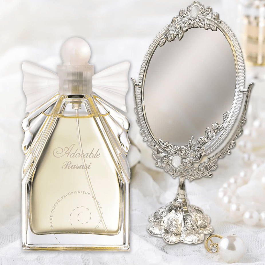 Rasasi Adorable women’s EDP 60ml perfume bottle with matching pouch, elegant design and floral accents.