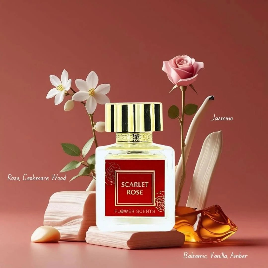 Flower Scents Timeless Sakura and Scarlet Rose Eau de Parfum bundle with two 65ml spray bottles featuring floral fragrance designs.