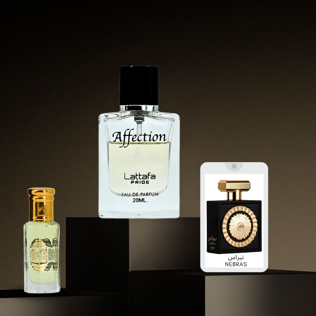 Nebras EDP Spray 20ML (0.7 OZ), Affection EDP Spray 20ML (0.7 OZ), Lady Mile for Women 12ML (0.4 OZ) Perfume Oil With Magnetic Gift Box | Indulge In Elegance With Every Note. - Intense Oud