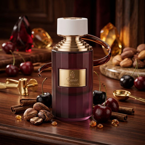 Cherry Cola Eau de Parfum spray by Paris Corner, 75ml bottle, with a sleek fragrance bottle and elegant packaging.