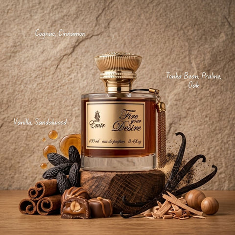Lattafa Fire On Ice 110ml and Paris Corner Fire Your Desire Emir Eau de Parfum sprays in a bundle, shown in the image.