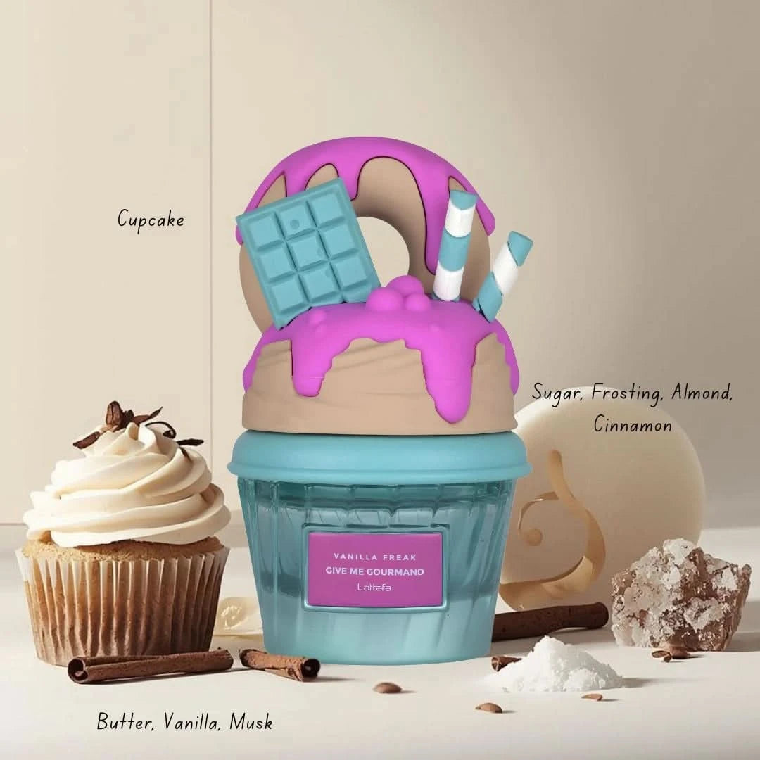 Lattafa Mallow Madness, Vanilla Freak & Berry on Top Eau de Parfum sprays bundle, 75ml bottles, featuring colorful fragrance packaging.