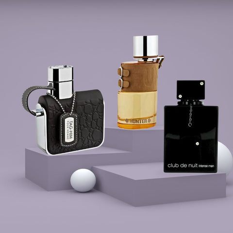 Club De Nuit Intense for Men, Hunter for Men, Tag Him - Perfume Sprays by ARMAF | Long Lasting, Luxurious, Perfume for Men. (BUNDLE) - Intense Oud