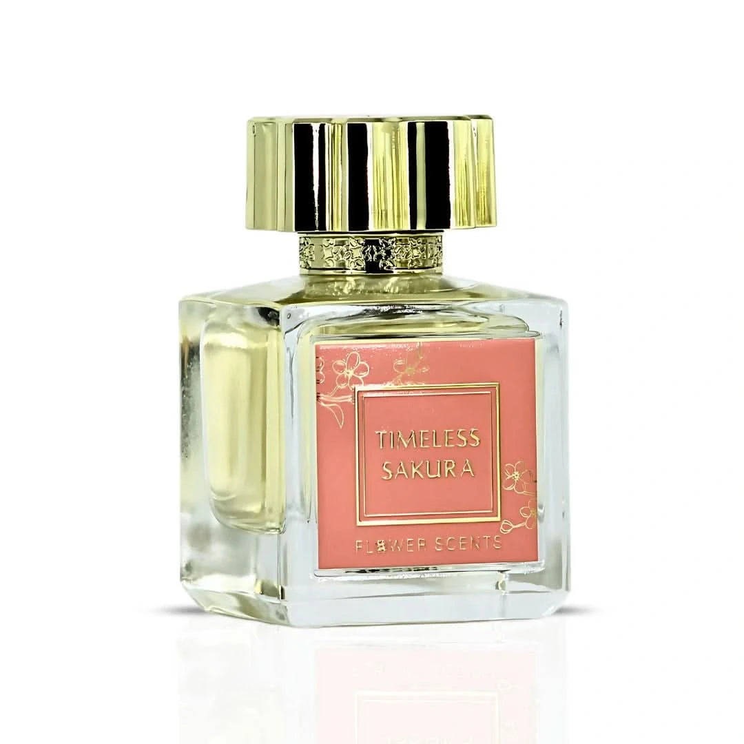 Flower Scents Timeless Sakura Eau de Parfum spray 65ml, elegant floral fragrance in a sleek bottle.