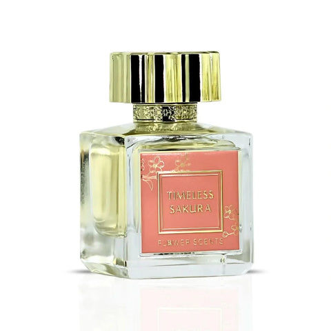 Flower Scents Timeless Sakura Eau de Parfum spray 65ml, elegant floral fragrance in a sleek bottle.