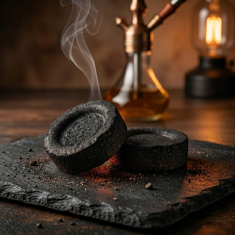 Swiss Arabian Premium Quality Charcoal tablets, 80-count, small black charcoal pieces for hookah or grilling purposes.