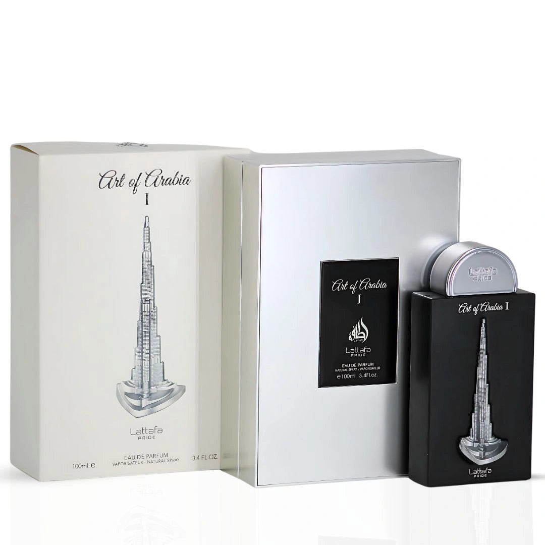 Art of Arabia I Eau de Parfum Spray 100ml (3.4 oz) by Lattafa Pride | Fresh Energy, Smoky Elegance, Timeless Edge - Intense Oud