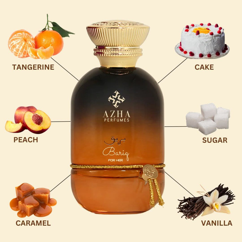 Bariq for Her Eau de Parfum spray by AZHA, 100ml bottle with elegant packaging, showcasing the floral and oriental fragrance.