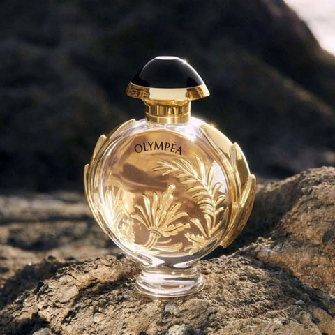 Paco Rabanne Olympea Solar Eau De Parfum Intense Spray 50ml with elegant bottle and golden accents.