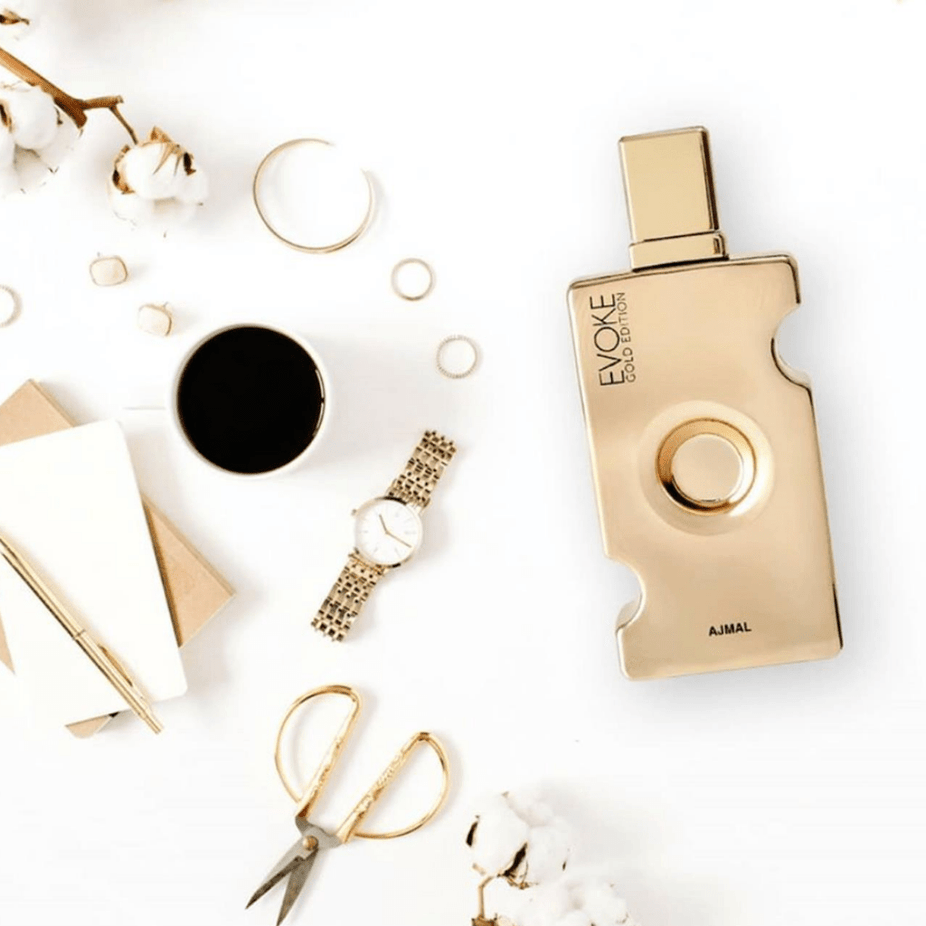 Evoke Gold Edition for Women Eau De Parfum by Ajmal in a 75 ML bottle, featuring a luxurious gold design.