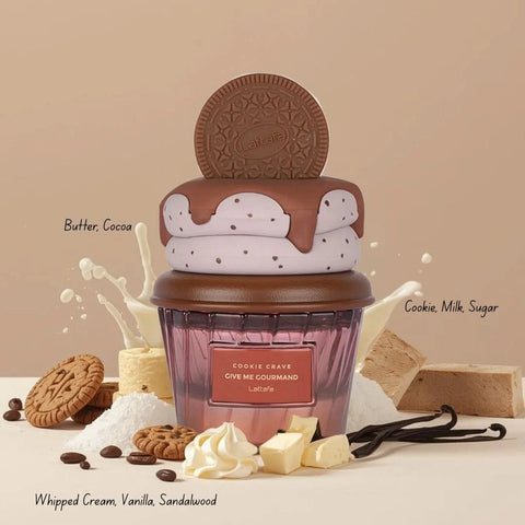 Lattafa Mallow Madness, Cookie Crave, Berry on Top Eau de Parfum spray bundle, 75ml each, with colorful perfume bottles.