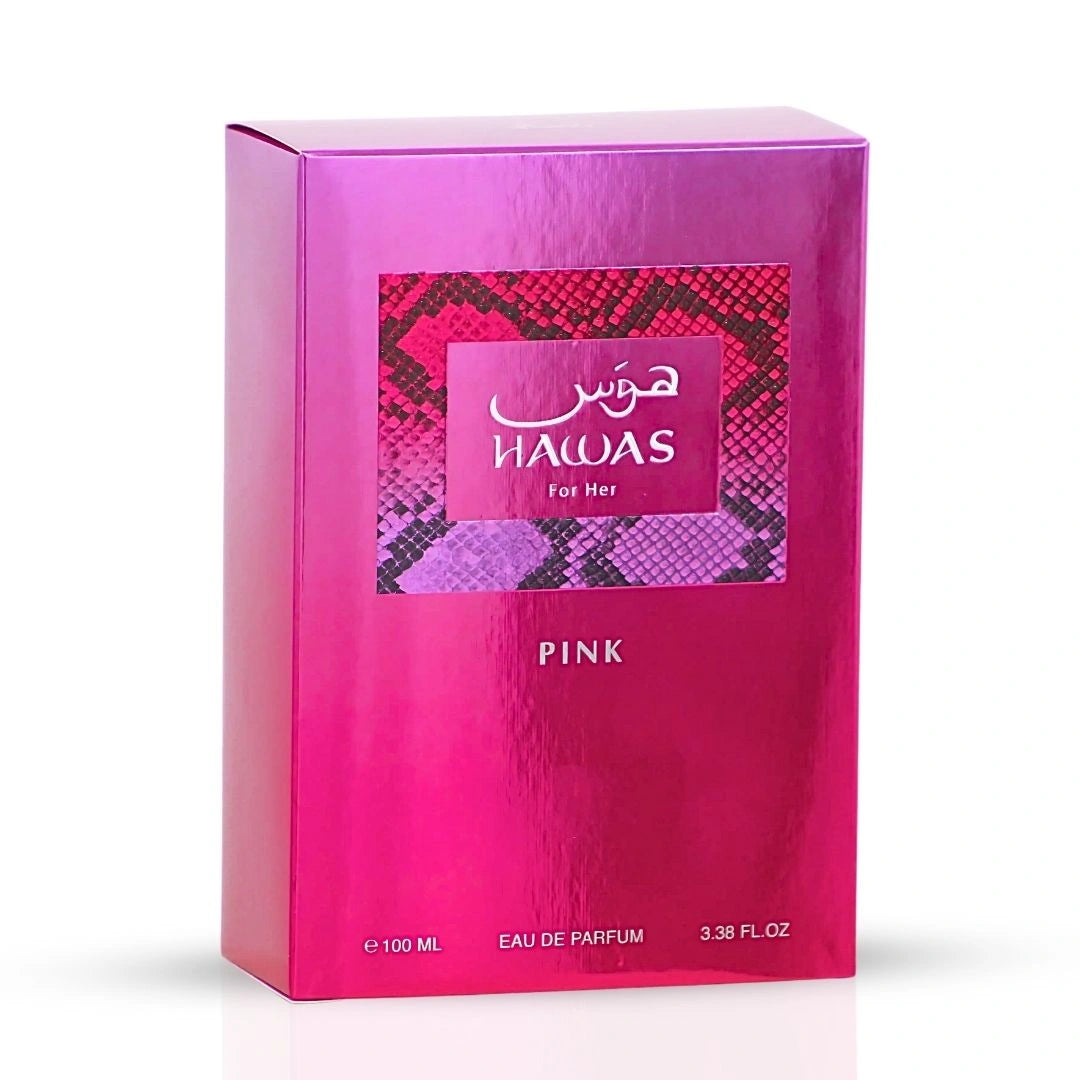 Hawas Pink For Her Eau de Parfum Spray 100ml (3.4 oz) by Rasasi | The Signature Scent of Feminine Luxury - Intense Oud